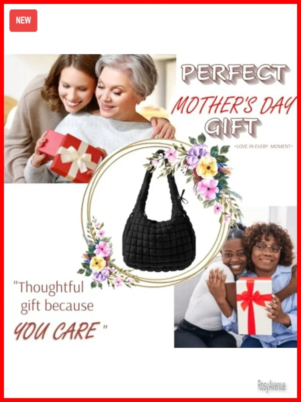 Quilted Puffer Hobo Bag, Large Nylon Crossbody Shoulder Tote, Lightweight Puffy